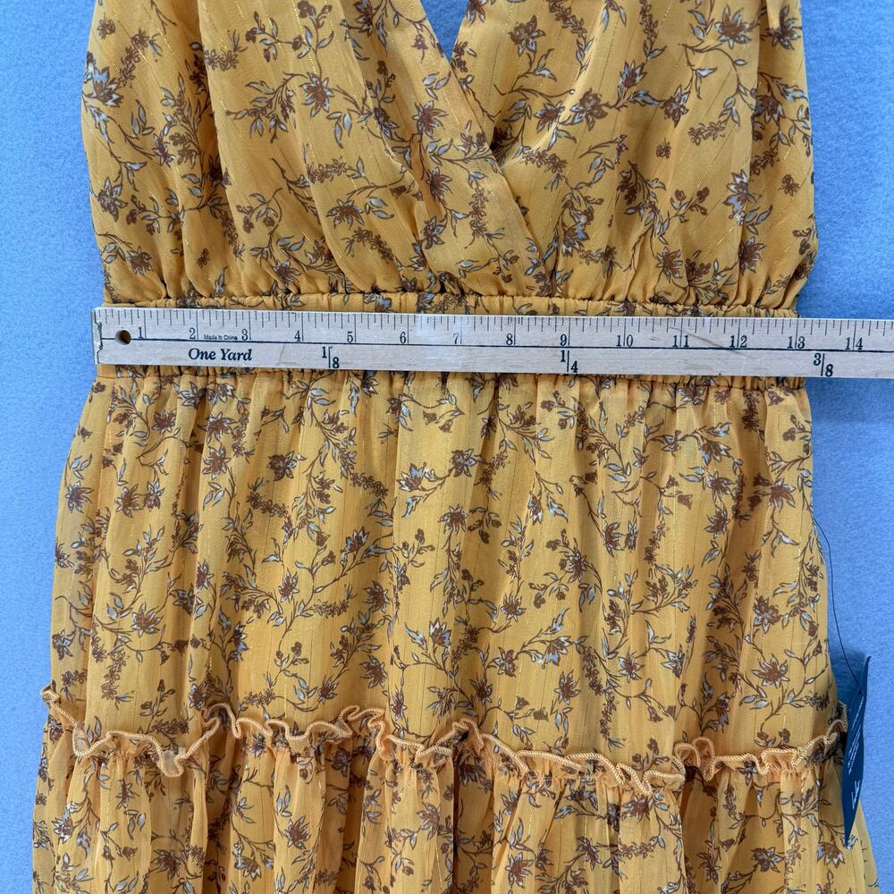 Lulus Halter Sundress Women's M Yellow Gold Metallic Mini Dress Adjustable NWT - Picture 8 of 10